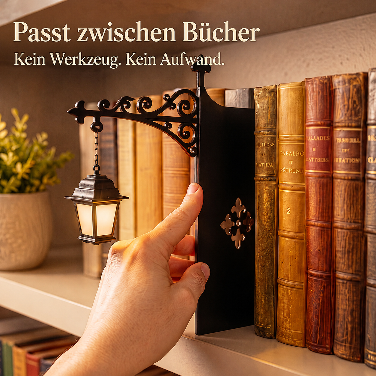 ShelfGlow passt einfach zwischen Bücher